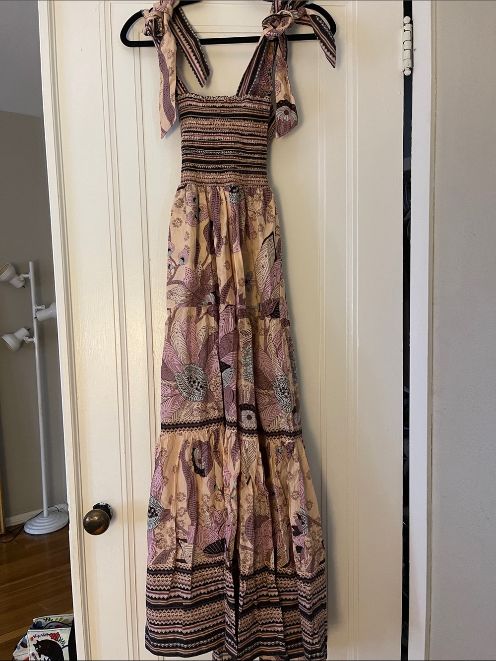 Omika Smocked Tiered Maxi Dress - Lavender Floral